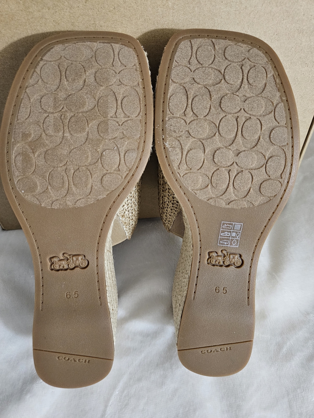 COACH Phobe Rafia Women's Natural Jute Woven Platform Slide Sandals 6.5B New - Picture 7 of 9
